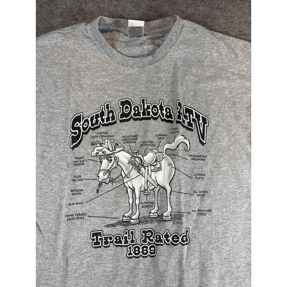 VINTAGE South Dakota ATV Trail Rated Shirt Mens XL Gray Graphic Retro Tee 80s - Picture 4 of 7